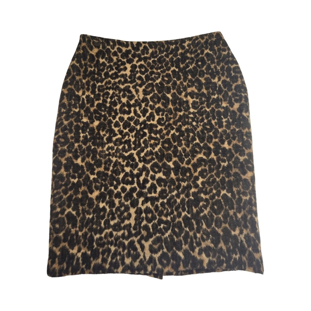 Talbots Leopard Print Wool Blend Pencil Skirt Cheetah Animal Office Work Pinup
